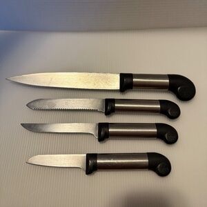 Vintage Revere Ware 1801 Knife 4 Piece Set Stainless Steel/Plastic Handle